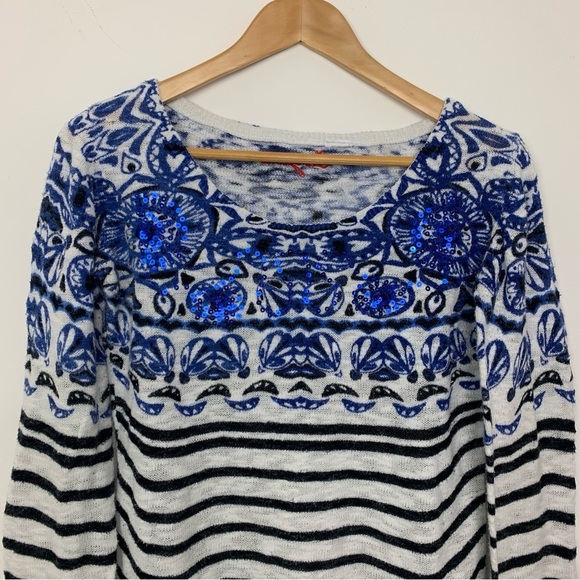 Desigual Nautical Stripe & Sequin Pullover Knit Sweater - Picture 5 of 9